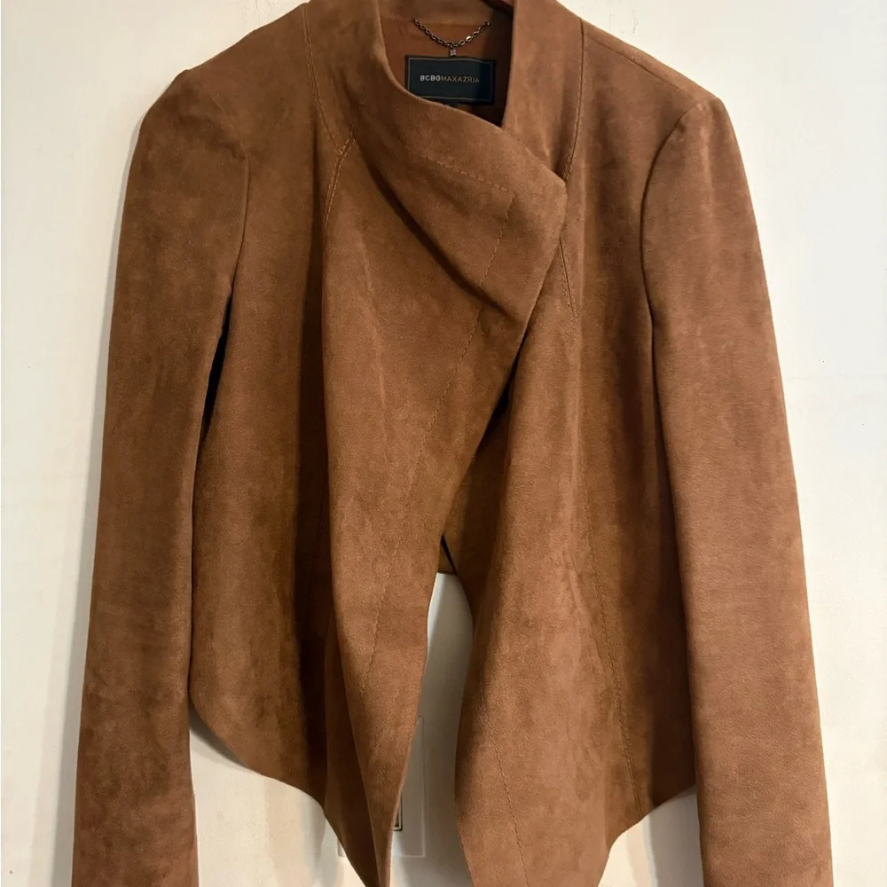 BCBG genuine camel/ginger Suede jacket size M EUC - Picture 3 of 4